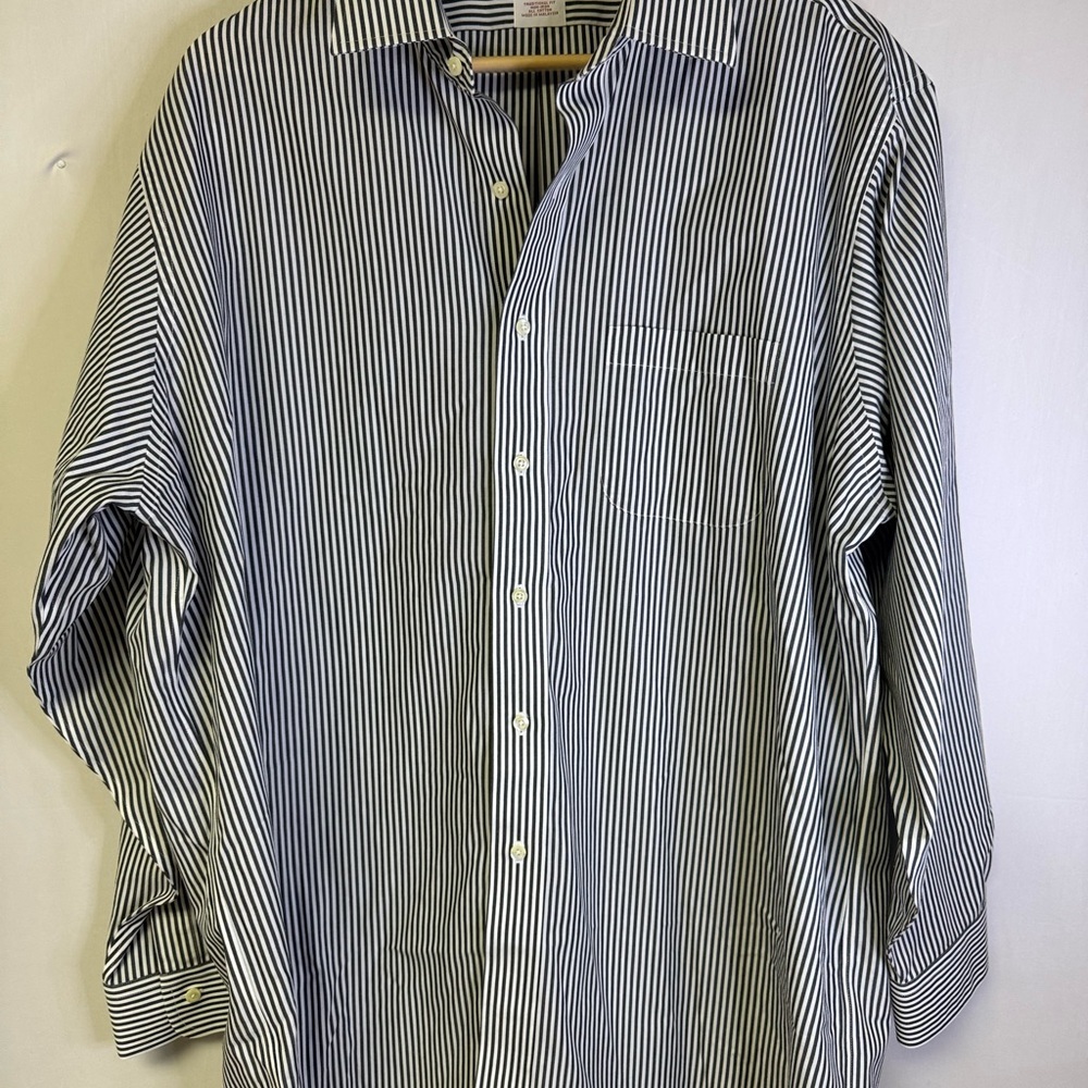 Brooks Brothers Men’s Dress Shirt NWOT 17.5 34 Black and White Stripe